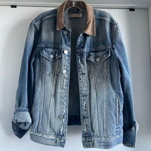 All Saint’s Men’s Denim Jacket with Suede Collar in Size Medium